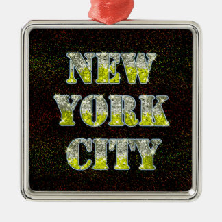 New York City Silver Gold Glitzer Ornament Aus Metall