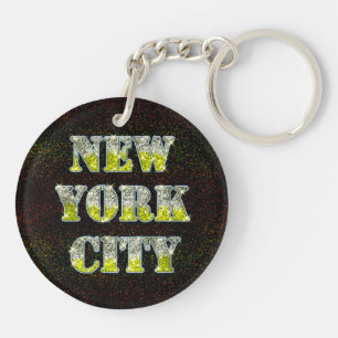 New York City Silver Gold Glitzer Schlüsselanhänger