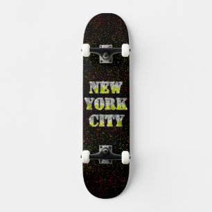 New York City Silver Gold Glitzer Skateboard