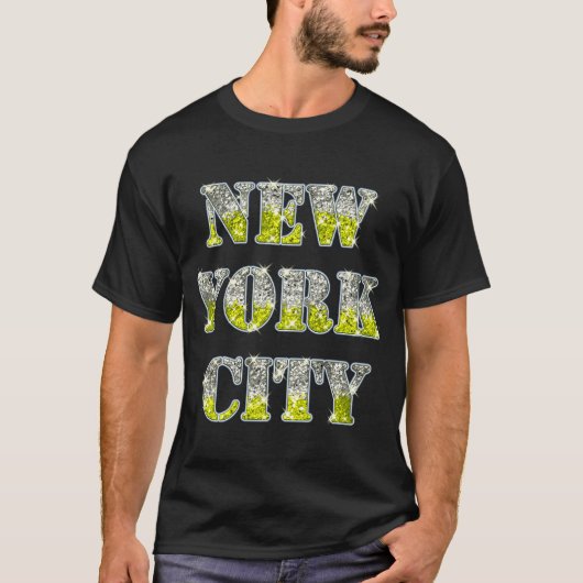New York City Silver Gold Glitzer T-Shirt (Vorderseite)