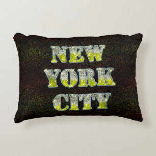 New York City Silver Gold Glitzer Zierkissen