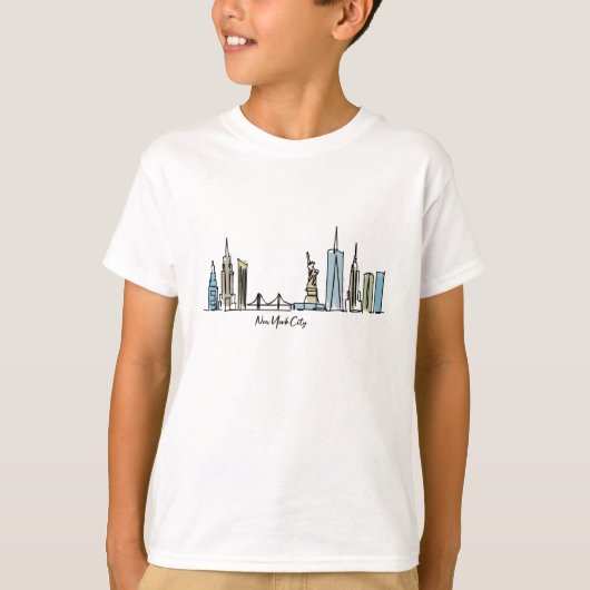 New York City Sketch Zeichne T - Shirt (Vorderseite)
