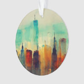 New York City Sky Line - Wasserfarbe Ornament (Vorderseite)