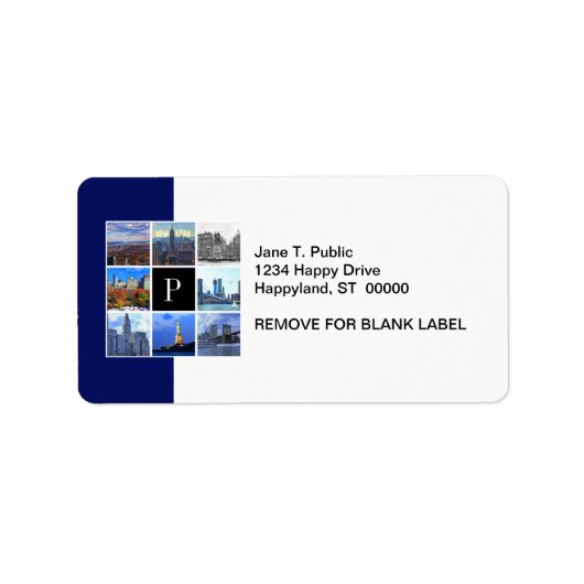 New York City Skyline 8 Image Foto Collage Adressaufkleber (Vorne)