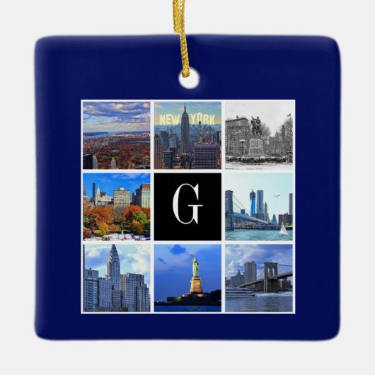 New York City Skyline 8 Image Foto Collage Keramikornament (Vorderseite)