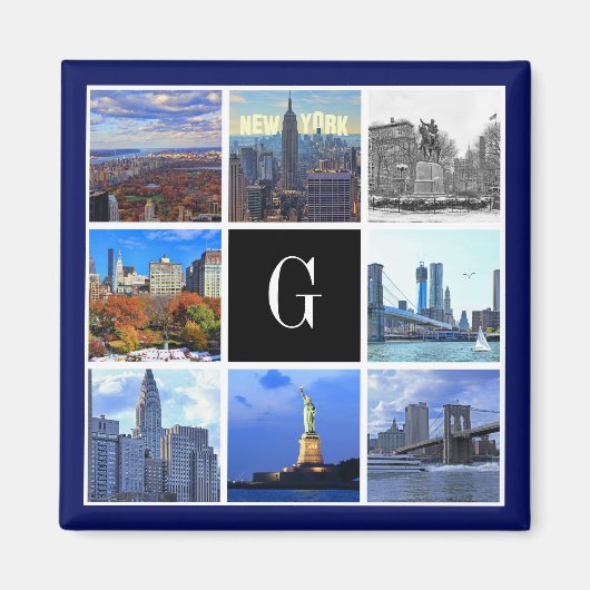 New York City Skyline 8 Image Foto Collage Magnet (Vorne)