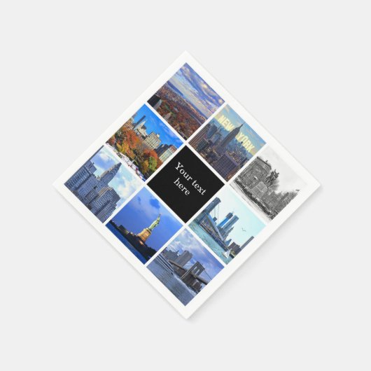 New York City Skyline 8 Image Foto Collage Serviette (Ecke)