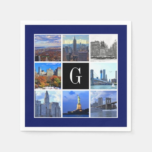 New York City Skyline 8 Image Foto Collage Serviette (Vorderseite)