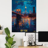 New York City Skyline bei Dusk - Brooklyn Bridge Poster (Heimbüro)