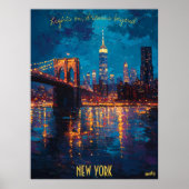 New York City Skyline bei Dusk - Brooklyn Bridge Poster (Vorne)