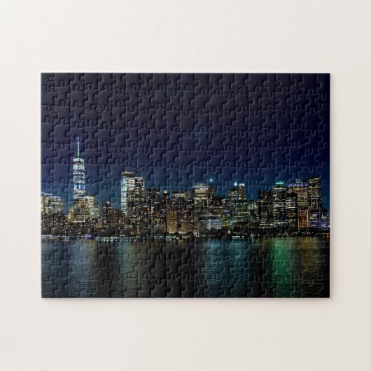 New York City Skyline bei NIght | Benutzerdefinier Puzzle (Horizontal)