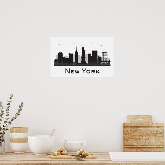 New York City | Skyline Black and White Poster (Küche)