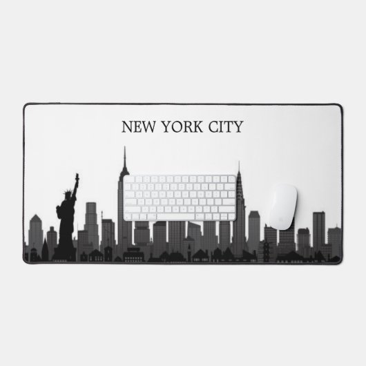 New York City Skyline Black Modern Manhattan NYC Schreibtischunterlage (Tastatur & Maus)