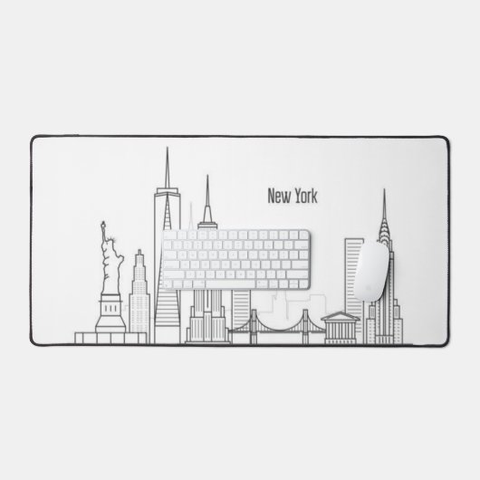New York City Skyline Black Modern Manhattan NYC Schreibtischunterlage (Tastatur & Maus)