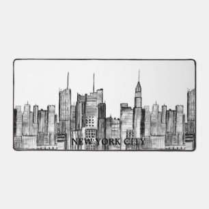 New York City Skyline Black Modern Manhattan NYC Schreibtischunterlage