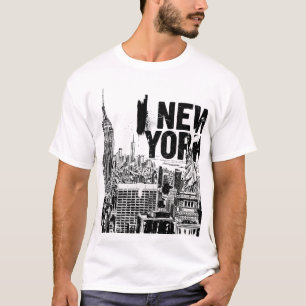 New York City Skyline - Black & White Streetwear T T-Shirt