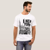 New York City Skyline - Black & White Streetwear T T-Shirt (Vorne ganz)