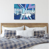 New York City Skyline | Blue 3D Leinwanddruck (Insitu (Schlafzimmer))