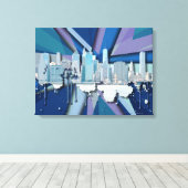 New York City Skyline | Blue 3D Leinwanddruck (Insitu (Holzboden))