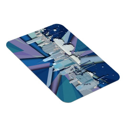 New York City Skyline | Blue 3D Magnet (Rechte Seite)