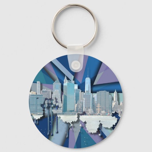 New York City Skyline | Blue 3D Schlüsselanhänger (Vorderseite)