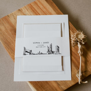 New York City Skyline Bly Band, 2"x11,5" Einladungsbanderole