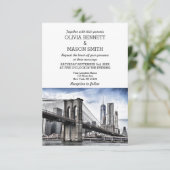 New York City Skyline Brooklyn Wedding Einladung (Stehend Vorderseite)
