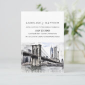 New York City Skyline Brooklyn Wedding Einladung (Stehend Vorderseite)