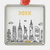 New York City Skyline & Cab Custom Year Ornament (Vorne)