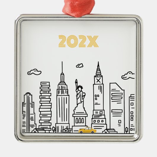 New York City Skyline & Cab Custom Year Ornament (Vorne)