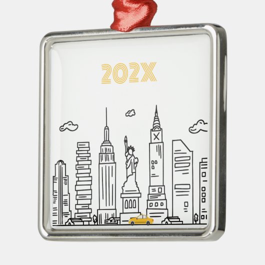 New York City Skyline & Cab Custom Year Ornament (Links)