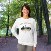 New York City Skyline Champagne Shimmer White T-Shirt