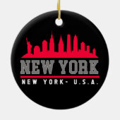 New York City Skyline City Keramik Ornament (Hinten)