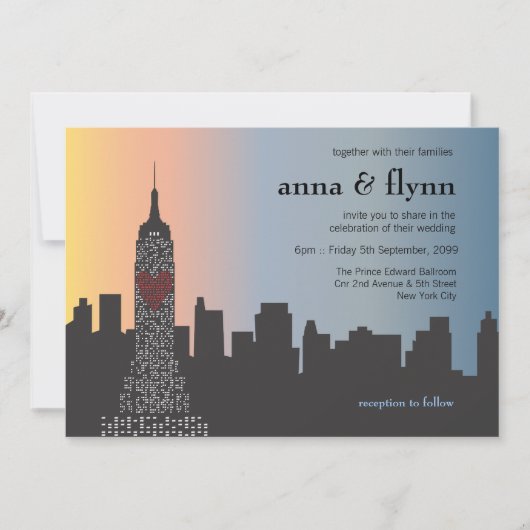 New York City Skyline Cityscape Hochzeit Einladung (Vorderseite)