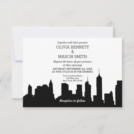 New York City Skyline Cityscape Hochzeit Einladung (Vorderseite)