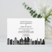 New York City Skyline Cityscape Hochzeit Einladung (Stehend Vorderseite)
