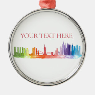 NEW YORK CITY Skyline Farbiger Regenbogen modern Ornament Aus Metall