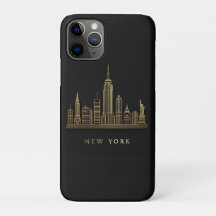 New York City Skyline Gold Line Art Case-Mate iPhone Hülle