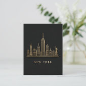 New York City Skyline Gold Line Art Postkarte (Stehend Vorderseite)