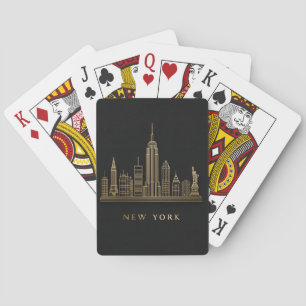 New York City Skyline Gold Line Art Spielkarten