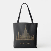 New York City Skyline Gold Line Art Tasche (Rückseite)