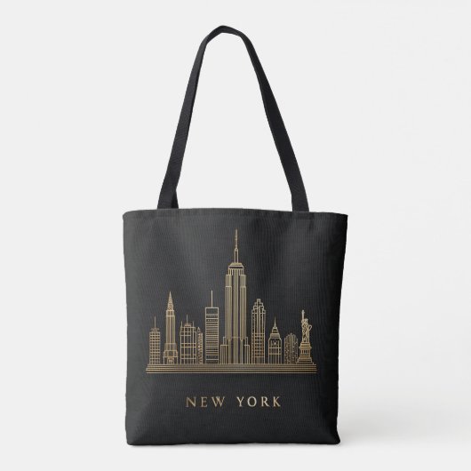 New York City Skyline Gold Line Art Tasche (Rückseite)