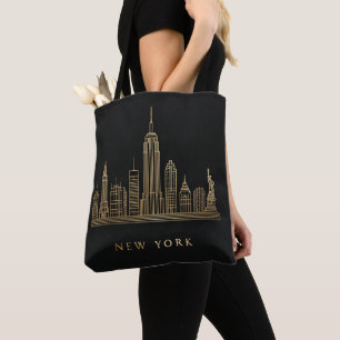 New York City Skyline Gold Line Art Tasche