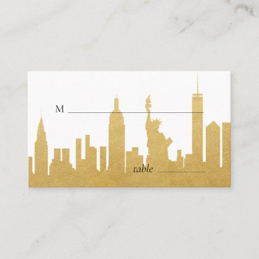 New York City Skyline Gold NYC Escort Platzkarte (Vorderseite)