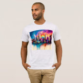New York City Skyline Graffiti Art T-Shirt (Vorne ganz)