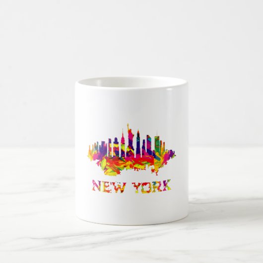 New York City Skyline hell bunt Kaffeetasse (Mittel)