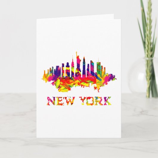 New York City Skyline hell bunt Karte (Vorderseite)