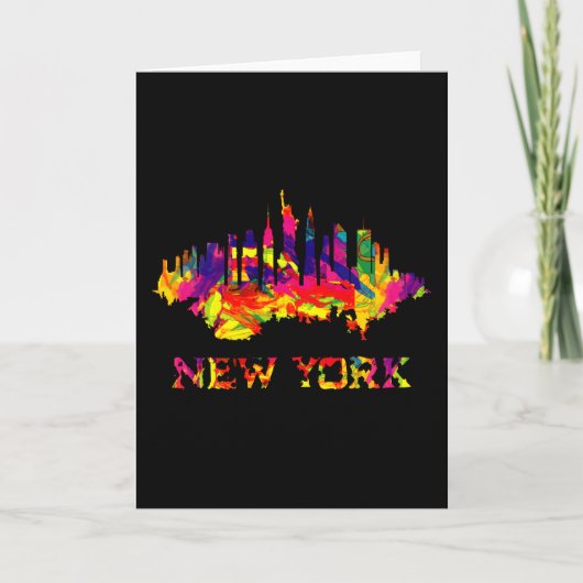 New York City Skyline hell bunt Karte (Vorderseite)