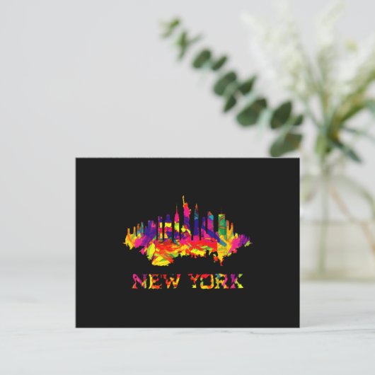 New York City Skyline hell bunt Postkarte (Stehend Vorderseite)