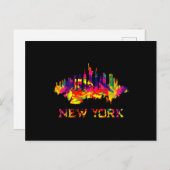 New York City Skyline hell bunt Postkarte (Vorne/Hinten)
